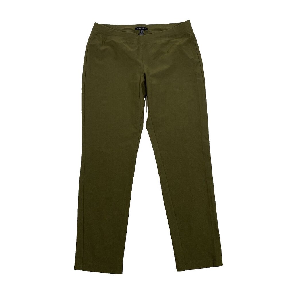 Eileen Fisher Pull On Ankle Pants Stretch  Olive Green Small sustainable Organic